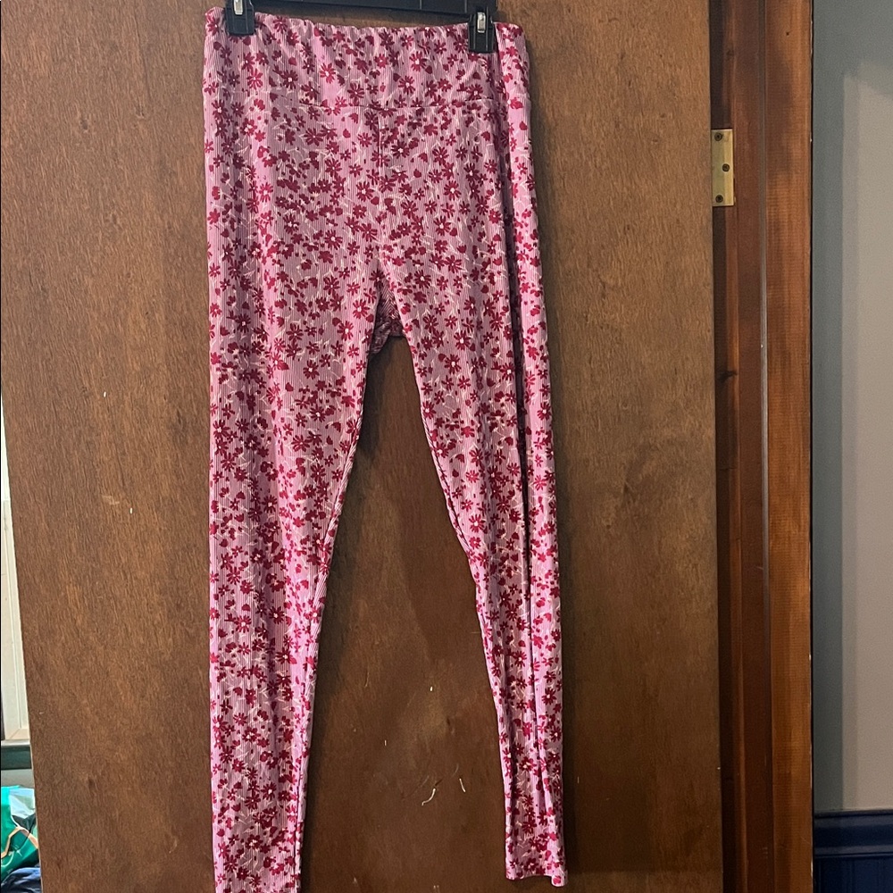 LuLaRoe Pink Floral Leggings